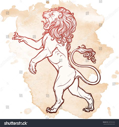 Draw a line towards it. Lion Standing On Hind Legs Roaring Stock Vector 440762326 - Shutterstock