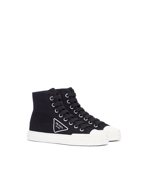 Sneakers high-top in cotone canvas | High top sneakers, Prada sneakers women, Sneakers