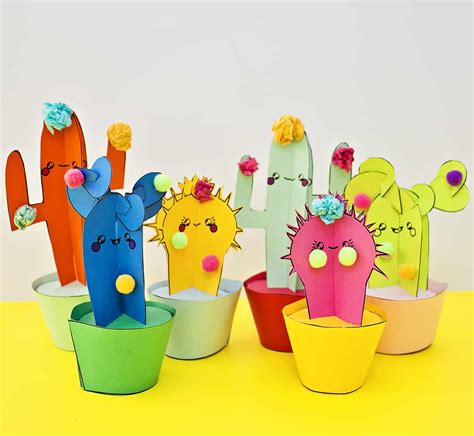 DIY HAPPY CACTUS PAPER PLANTS WITH TEMPLATES