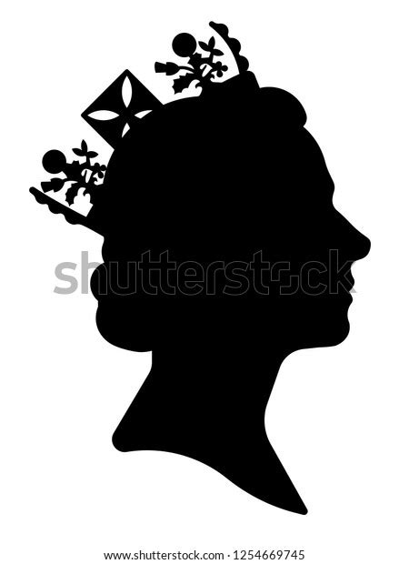 Black Silhouette Queen Elizabeth Traditional Image Stock Vector