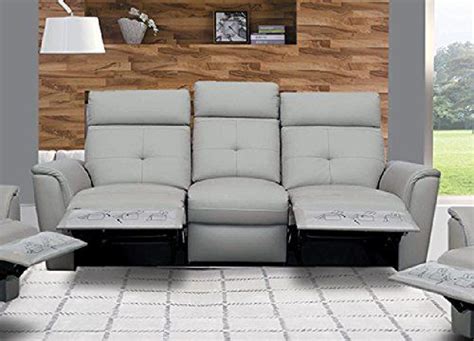 Esf 8501 Recliner Sofa Chic Light Grey Italian Leather Modern Modern