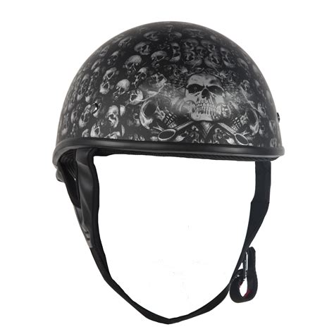 Dot Low Profile Motorcycle Helmet With Skulls Graphic Top Quality