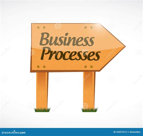 Business Processes Wood Sign Concept Stock Illustration Illustration