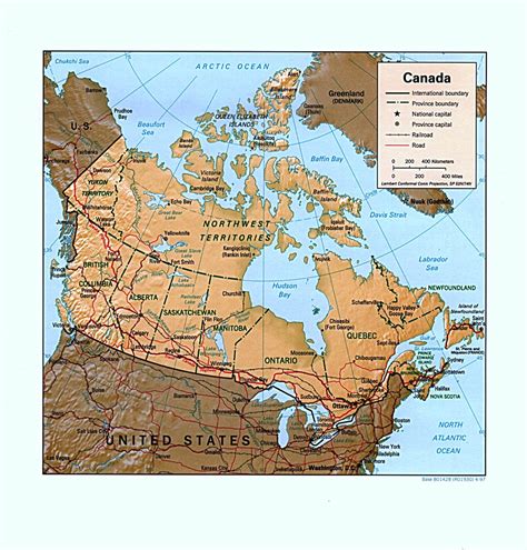 Large Detailed Relief And Administrative Map Of Canada Canada Large