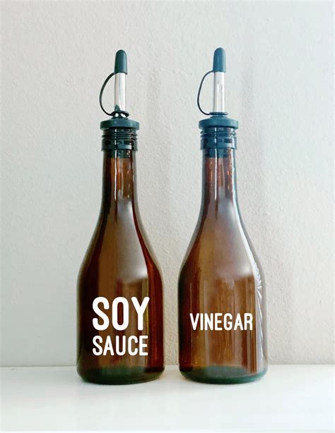 One Glass Bottle Soy Sauce Vinegar Bottle And Labels Etsy