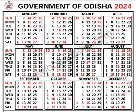 Odisha Govt Calendar 2024 Pdf Download | Odisha Public Holidays 2024