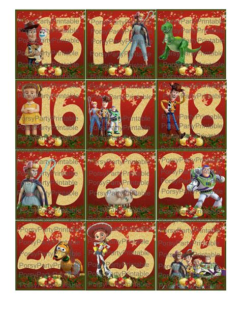 Toy Story 4 Advent Calendar Numbers Countdown Christmas Tags Etsy
