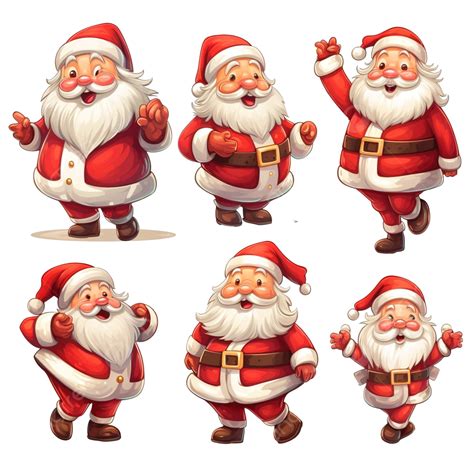 Colección De Navidad Santa Claus Png Conjunto De Divertidos Personajes De Dibujos Animados