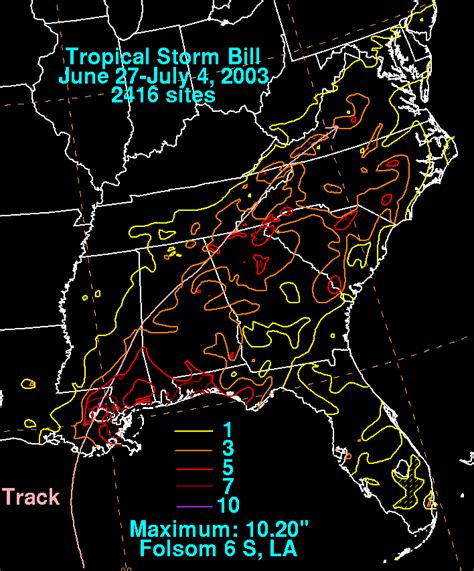 National weather maps, latest storm alerts, and accurate forecast reports. Tropical Storm Bill - June 27-July 3, 2003