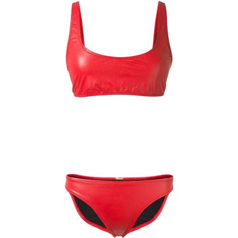 Tooshie Emily Leather Effect Red Swimsuit 130 Liked On Polyvore