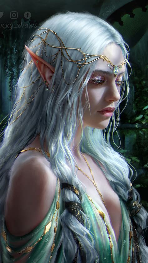 Silver Hair Female Elf Warrior