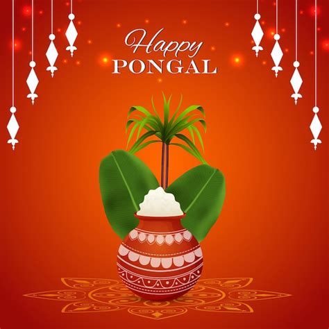 Premium Vector Happy Pongal Celebration Greeting Card With Creative