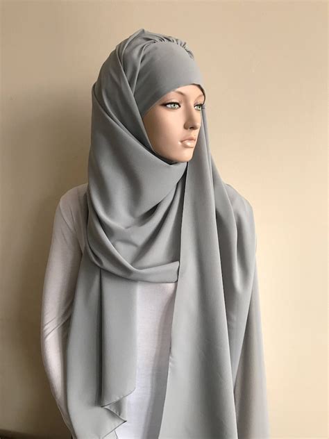 Stylish Gray Turban Hijab Ready To Wear Hijab Pret A Porter Etsy