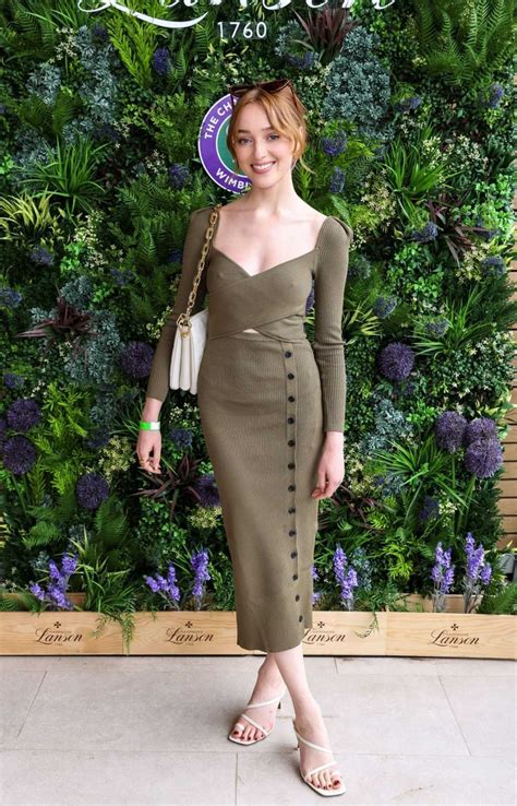 Phoebe Dynevor In An Olive Dress Attends The Lanson Champagne
