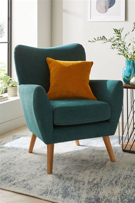 Buy Fine Chenille Teal Blue Wilson Ii Highback Armchair From The Next