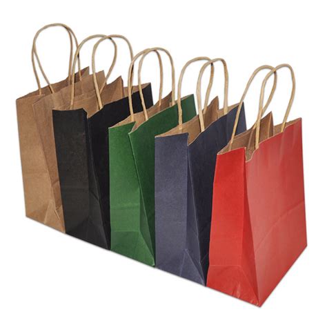 10pclot Recyclable Kraft Paper Bag With Handles Fashionable Storage