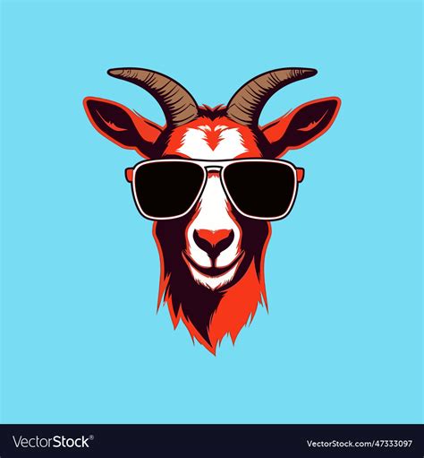 Portrait Of Goat With Sunglasses Royalty Free Vector Image