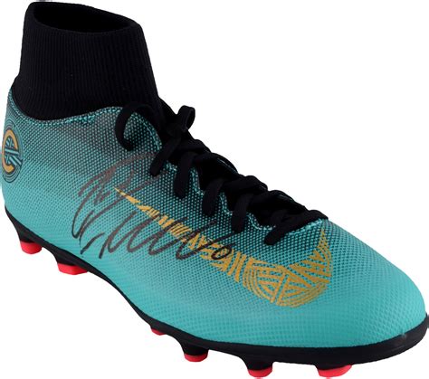 Cristiano Ronaldo Juventus Fc Autographed Teal And Gold Cr7 Mercurial