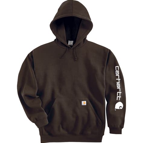 Carhartt Mens Midweight Hooded Logo Sweatshirt Dark Brown Xl Model