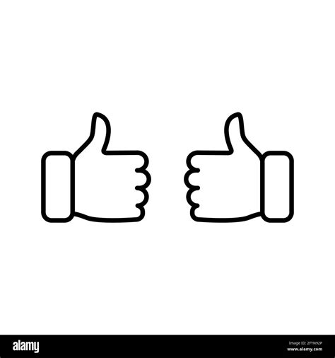 Thumbs Up Icon Like Line Sign Deal And Agree Outline Symbol Two Arms