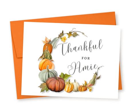 Personalized Thanksgiving Card Thankful Card Thank You Card Pumpkins