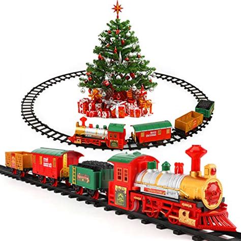 Lucky Doug Christmas Train Toys Set Around Tree For Kids Electric