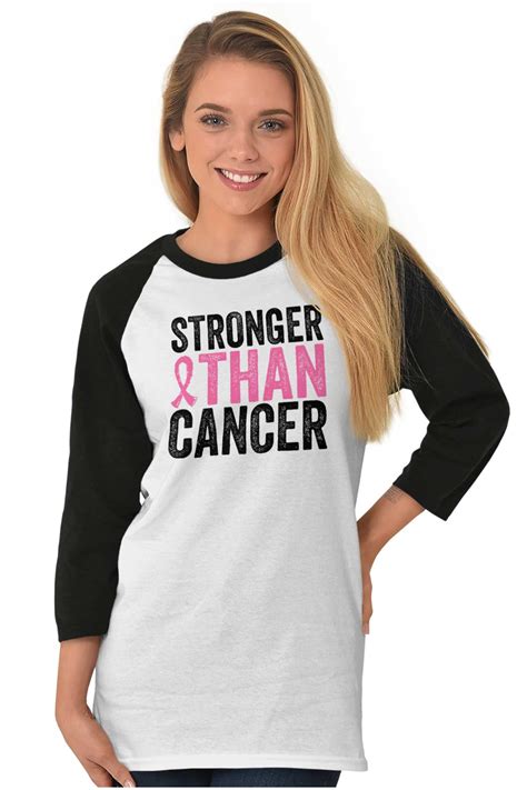 stronger than cancer breast disease awareness womens 3 4 sleeved raglan tshirt ebay