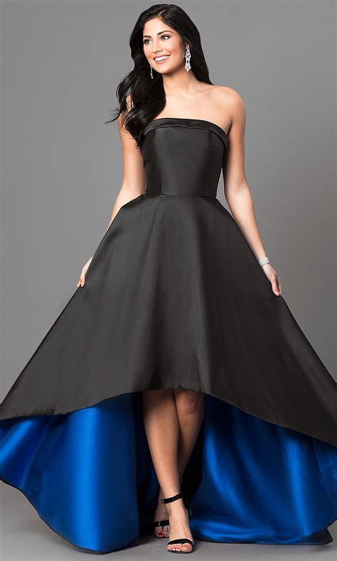 long strapless black prom dress with high low hem vestidos coctel vestidos de mujer vestidos