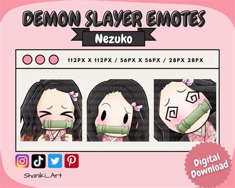 Demon Slayer Nezuko Demon Girl Cute Kawaii Chibi Funny Anime Emotes Set