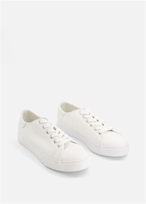 Faux Leather Lace Up Sneakers Za
