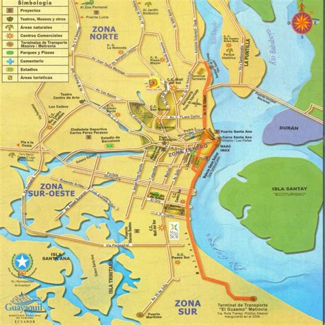 Mapa De La Ciudad Map Guayaquil Cartography