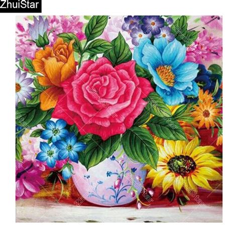 Full Square5d Diy Diamond Painting Safflower Embroidery Cross Stitch