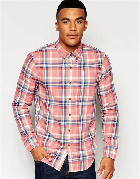 image 1 of abercrombie and fitch muscle slim fit shirt in red madras check mens shirts sale mens