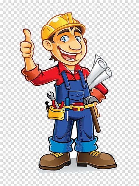 Construction Worker Architectural Engineering Cartoon Laborer Building