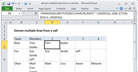 Extract Multiple Lines From A Cell Excel Formula Exceljet