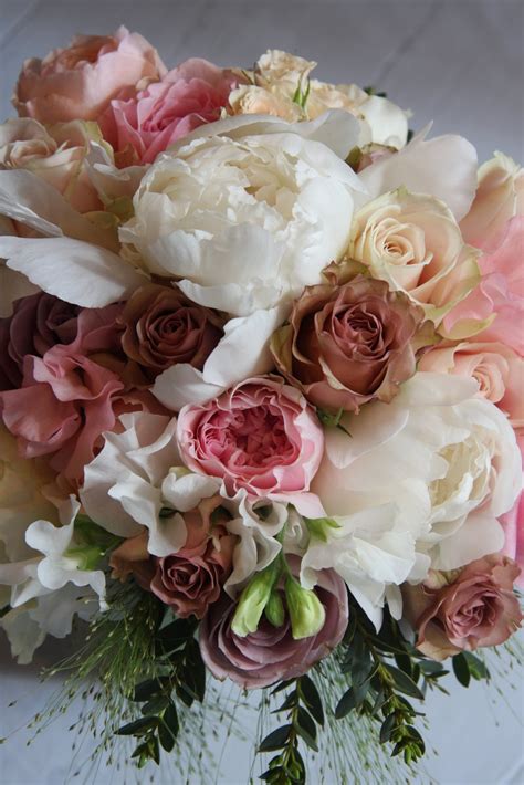 Vintage Wedding Bouquet Of Peonies And English Garden Roses