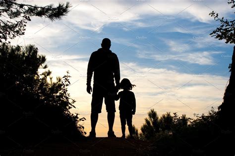 Father And Daughter Silhouette Nature Images Silhouette Photos