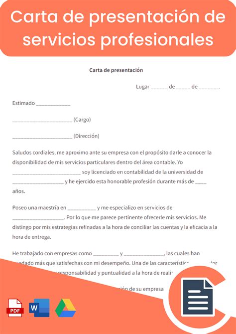 Carta De Presentación Servicios Profesionales Online Word Pdf