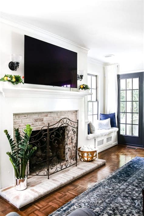 Diy Lime Washed Brick Fireplace Blesser House
