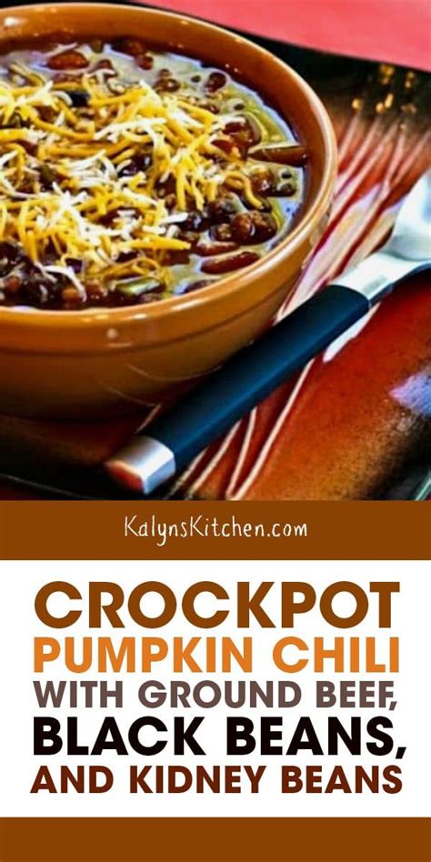 In a large soup or stock pot brown the hamburger. Crockpot Pumpkin Chili with Ground Beef, Black Beans, and ...
