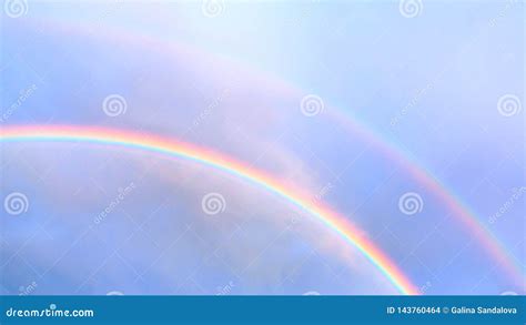 Double Rainbow In The Blue Sky On A Summer Day Stock Photo Image Of