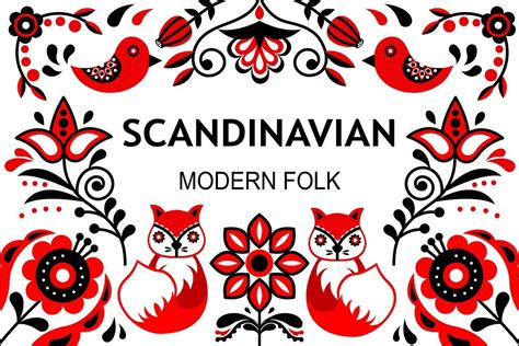 Scandinavian Folk Art Flowers Arts Deco