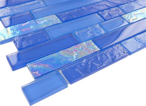 Bimini Random Blue Brick Glossy And Iridescent Glass Tile Iridescent Glass Tiles Glass Pool