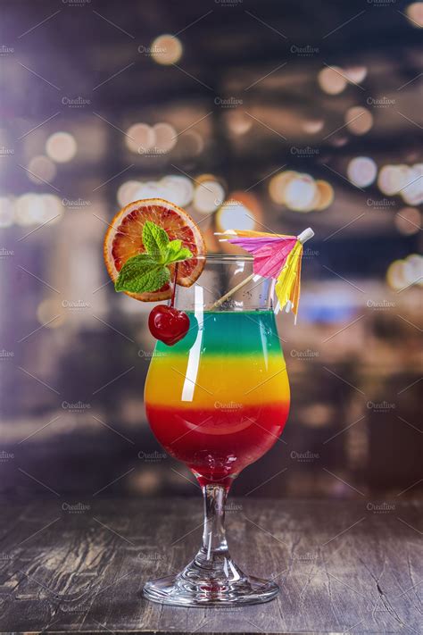 Summer Rainbow Layered Cocktail Featuring Summer Rainbow And Color High Quality Food Images