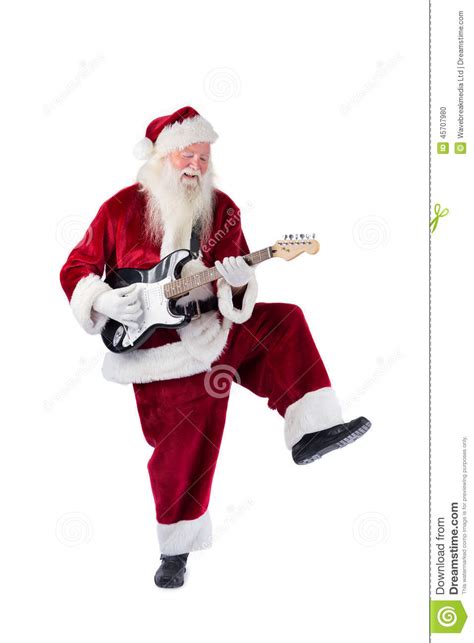 Santa Claus Has Fun With A Guitar Stock Photo Image Of Claus Front