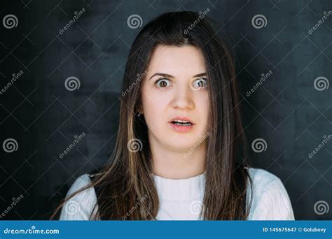 Shock Scared Young Woman Facial Expression Phobia Stock Image Image