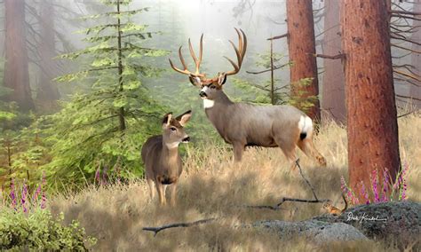Deer Art Magical Forest By Dale Kunkel Art