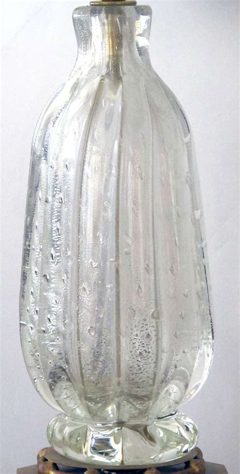 A Shimmering Murano Mid Century Clear Glass Ribbed Lamp With Controlled Bubbles At 1stdibs