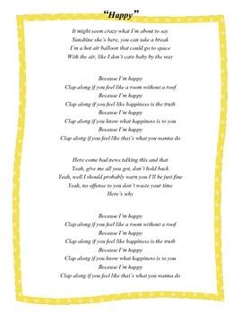 Recently explained lyrics explained lyrics. Close Reading Song Lyrics: Happy by Pharell Williams by ...