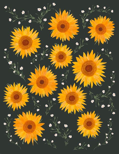 Sunflowers Sunflowers Background Sunflower Drawing Sunflower Painting